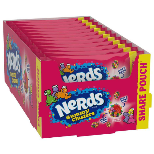 WONKA NERDS GUMMY CLUSTERS RAINBOW SHARE BAG 85G 1X12