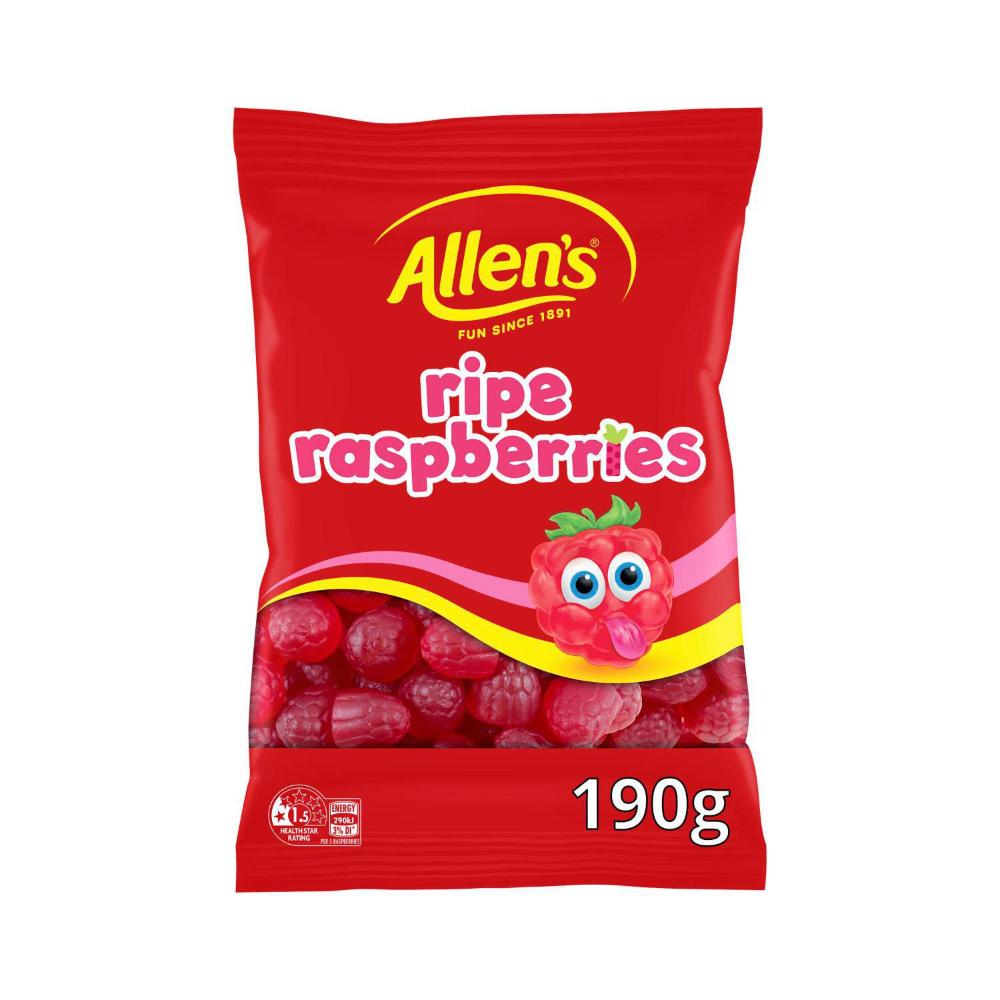 ALLEN'S  RIPE RASPBERRIES PEG BAG 190G 1X12
