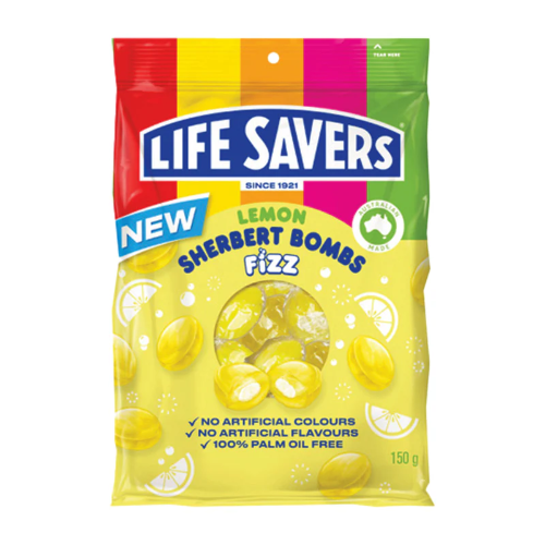 RJ'S BAG LIFESAVER LEMON SHERBET BOMBS 150G (Clearance)