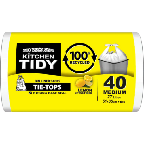 RUBBISH BAG 520X640MM + TIE 105MM WITH LEMON 40X40 ROLL/CTN