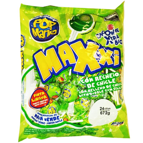 RICLAN POP MANIA  BAG LOLLIPOP GREEN APPLE 1X24
