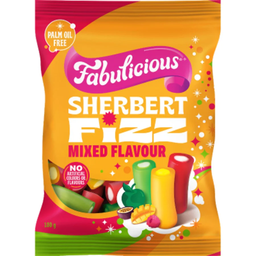 RJ'S BAG FAB MIXED FLAVOUR SHERBERT FIZZ 180G (Clearance)