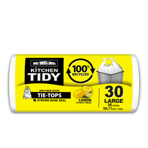 RUBBISH BAG 580X730MM + TIE 110MM WITH LEMON 28X40 ROLL/CTN