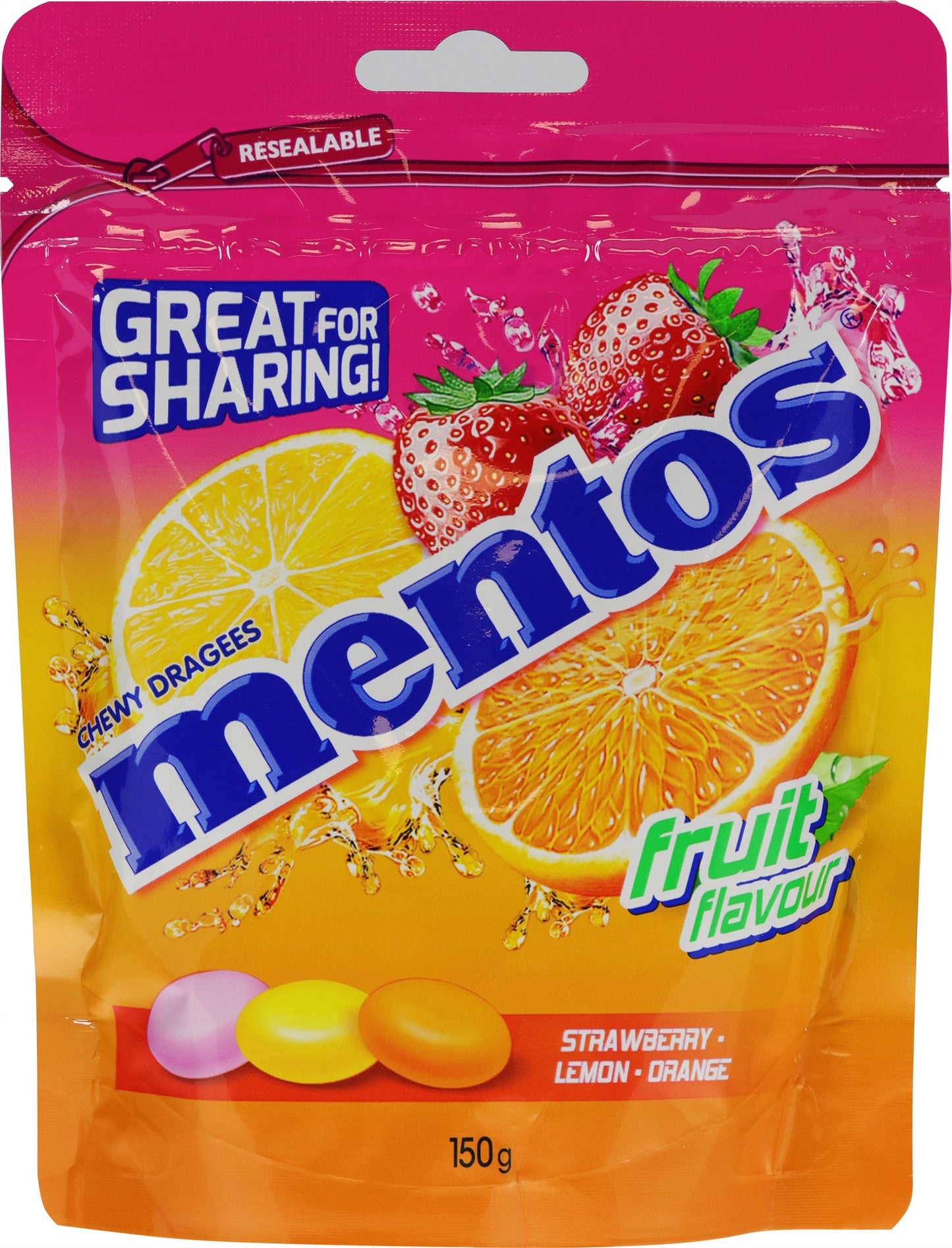 MENTOS SHARE BAG FRUIT 150G 1X7