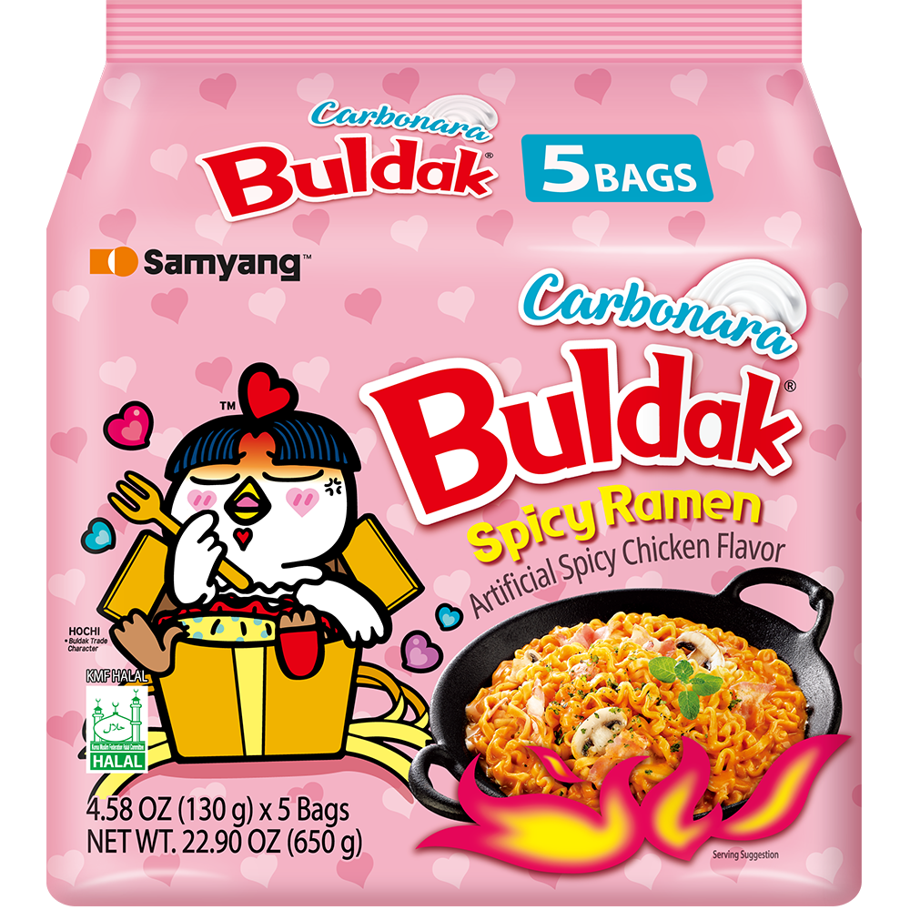 SAMYANG BULDAK CARBONARA HOT SPICY RAMEN CHICKEN NOODLES 5PACK 130G 5PKTS X 8 BAGS
