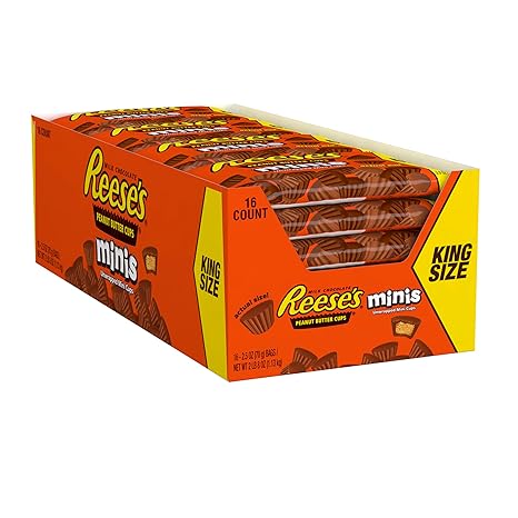 REESES MINI PEANUT BUTTER CUP CHOCOLATE KING SIZE 2.5OZ-71G 1X16