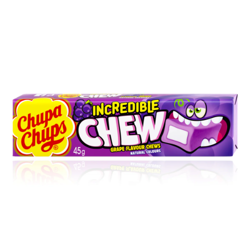 CHUPA CHUPS INCREDIBLE CHEW GRAPE 45G 1X20