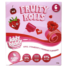 IDDY BIDDY FRUIT ROLLS APPLE, STRAWBERRY & RASPBERRY 120G