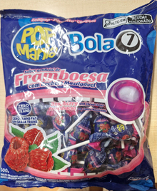 LOLLIPOP POP MANIA BOLA7 RASPBERRY 9G 1X500G