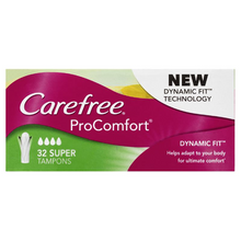 CAREFREE SUPER TAMPONS PRO COMFORT DYNAMIC 32PK FIT 1X6