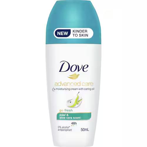 DOVE DEODORANT ROLL ON ADVANCED CARE 48H GO FRESH PEAR AND ALOE VERA SCENT 50ML 1X6