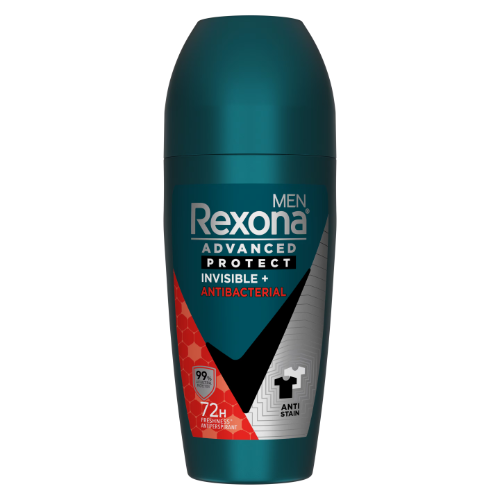 REXONA MEN ROLL ON DEODORANT INVISIBLE AND ANTIBACTERIAL 45ML 1X6