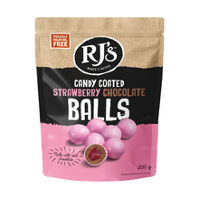 RJ'S BAG CANDY COATED STRAWBERRY CHOCOLATE BALLS 220G
