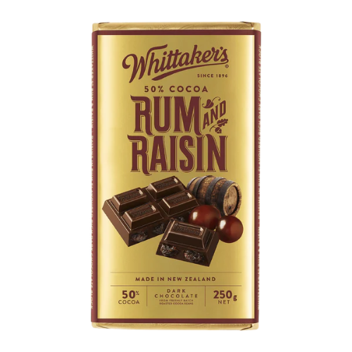 WHITTAKER'S BLOCK RUM & RAISIN 250G 1X12
