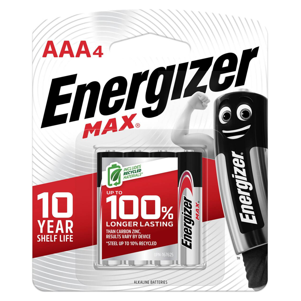 ENERGIZER BATTERIES MAX ALKALINE AAA 4 PACK 1X12