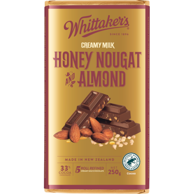 WHITTAKER'S BLOCK ALMOND & HONEY NOUGAT 250G 1X12