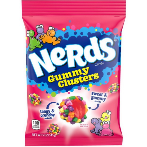 WONKA NERDS GUMMY CLUSTERS BAG VALUE PEG RAINBOW  85G 1X12