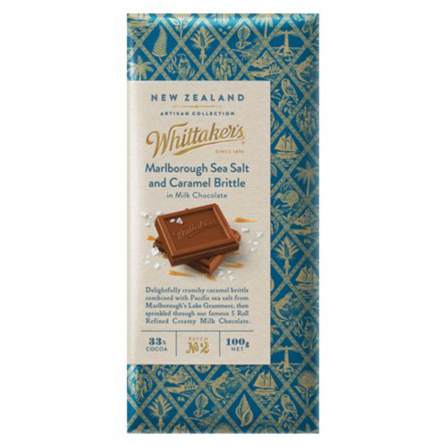 WHITTAKER'S ARTISAN BLOCK MARLBOROUGH SEA SALT & CARAMEL 100G 1X20