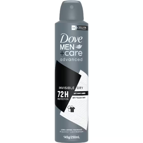 DOVE MEN + CARE ANTIPERSPIRANT ADVANCED INVISIBLE 72H PROTECTION FRESH 250ML 1X6