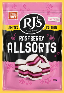 RJ'S BAG RASPBERRY ALLSORTS BAGS 220G