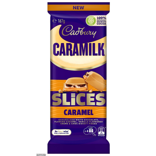 CADBURY BLOCK CARAMILK SLICE CARAMEL 167G 1X16 (Clearance)