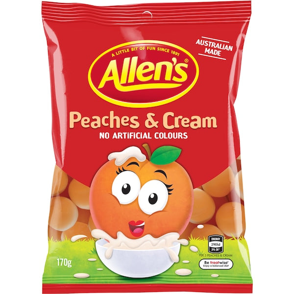 ALLEN'S PEACHES & CREAM PEG BAG 170G X12