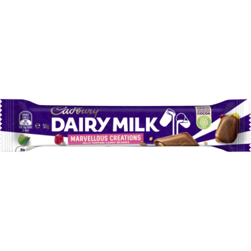 CADBURY MEDIUM BAR MC JELLY POPPING CANDY BEANIES 45G 1X48