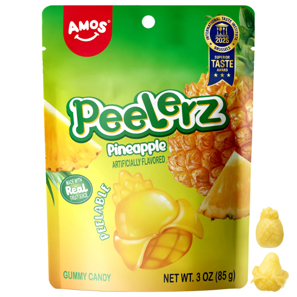AMOS GUMMY PEELERZTM PINEAPPLE 3OZ - 85GM 1X24