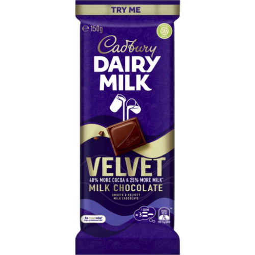 CADBURY BLOCK VELVET 150G 1X20 (Clearance)