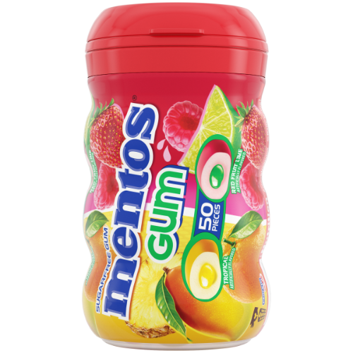 MENTOS GUM RED FRUIT & LIME 50PIECE - TROPICAL 1X4