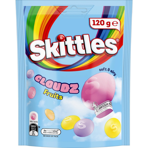 MARS LARGE BAGS SKITTLES FRUIT CLOUDS 120G (Clearance)