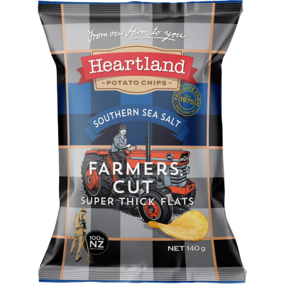 HEARTLAND FARMERS CUT SOUTHERN SEA SALT - SUPER THICK FLAT 140G 1X12