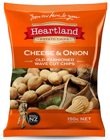 HEARTLAND CHEESE & ONION - WAVE CUT 150G 1X12