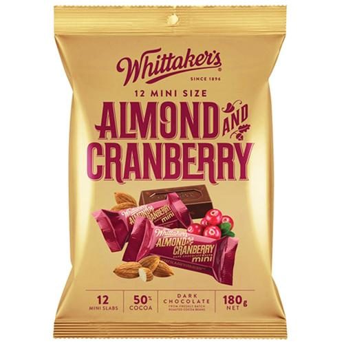 WHITTAKER'S MINI SLAB CRANBERRY & ALMOND SHAREPACK 180G