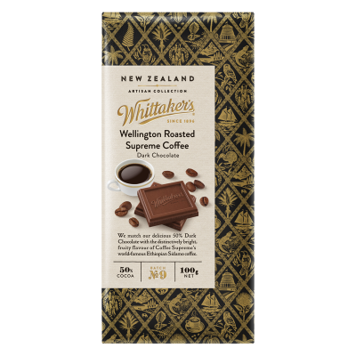 WHITTAKER'S ARTISAN BLOCK WELLINGTON CHOCOLATE ROASTED SUPREME COFFEE100G 1X20