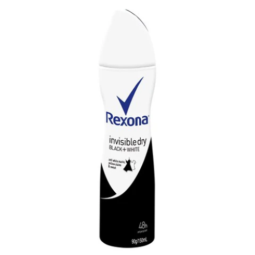 REXONA SPRAY WOMEN INVISIBLE BLACK & WHIT 150ML 1X6