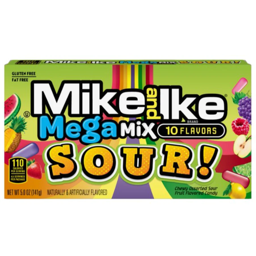 WONKA MIKE & LIKE SOUR MEGA MIX 120G 1X12 (Clearance)