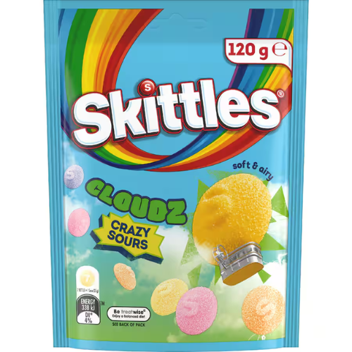 MARS LARGE BAGS SKITTLES SOUR CLOUDS 120G